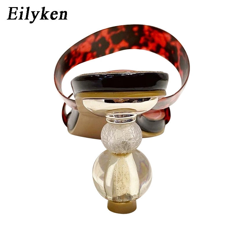 Eilyken 2023 Neue Sommer Karree Damen Hausschuhe PVC Transparente Kristall Seltsame Stil Klare Ferse Frauen Leopard Korn Rutschen