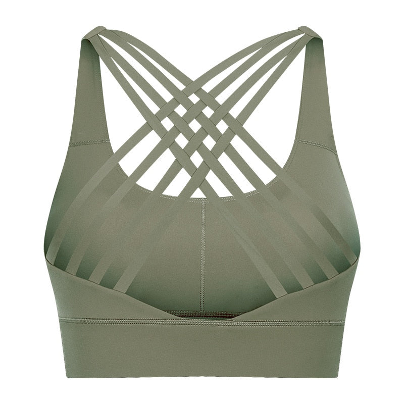 NWT Cross Tanks Yoga bra Women Tank Tops Fitness Shock Proof Quick Dry Backless Push Up Crop Bra Size XS-XL