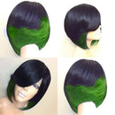 Short Bobo Wig for Black Women Girl Synthetic Wigs Black and Green Red Wig For Cosplay Party Daily Use Heat Resistant Fiber