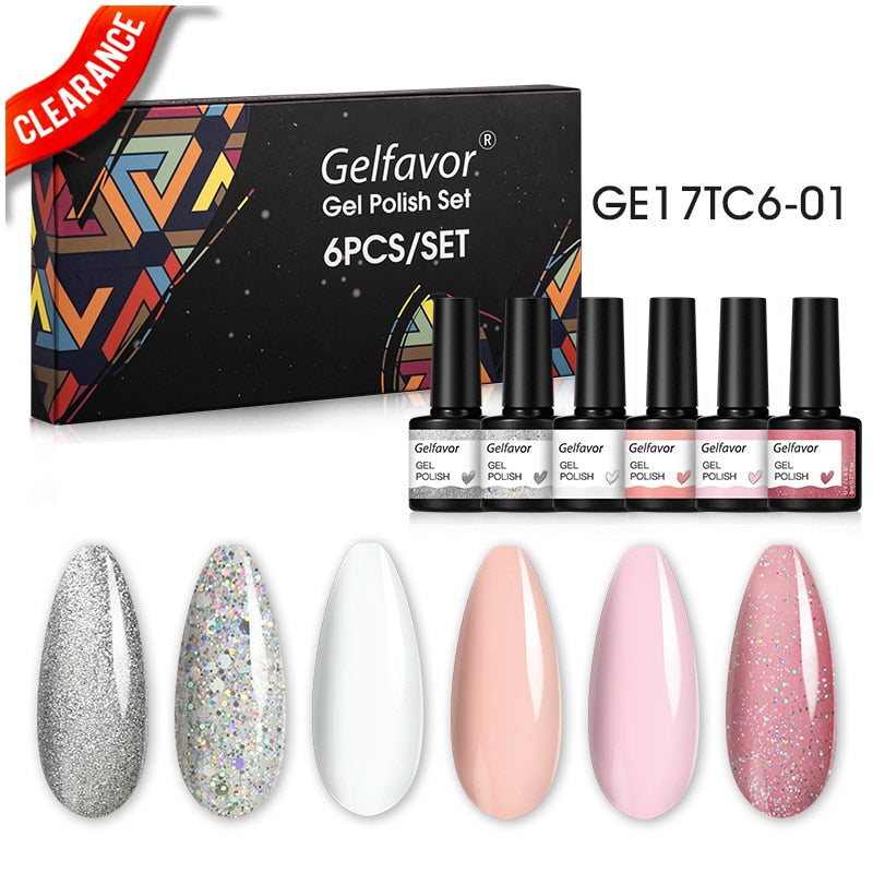 Gelfavor Gel Nail Polish Manicure Set Semipermanent Nail Polish UV Varnish Hybrid Soak-off Gel Kits For Extension Nail Art