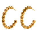 Yhpup Charm Metal Twist Unusual Earrings New Stainless Steel 18 K Texture Gold Color Stud Temperament Jewelry for Women Gift