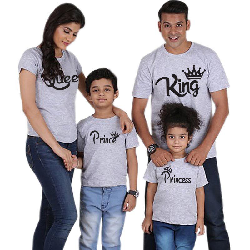 Ropa a juego para la familia, camiseta de algodón para padre, madre, hija, hijo, rey, reina, hombres, mujeres, camiseta Groot de talla grande, camiseta de verano