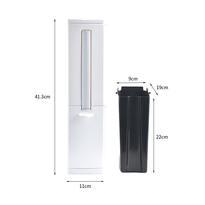 3 in 1 Narrow Trash Can with Toilet Brush Set Bathroom Plastic Waste Bin Kitchen Dustbin Garbage Storage Organizer Eco-friendly