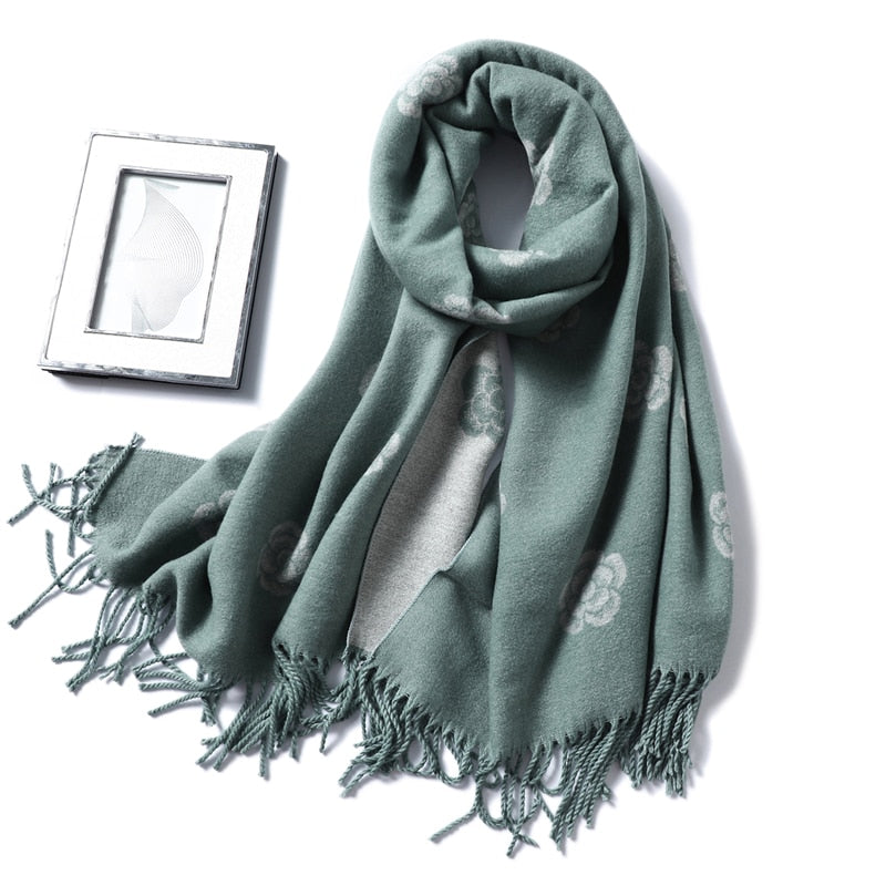 Winter-Kaschmir-Schal-Frauen-dicke warme Tücher wickelt Dame feste Schal-Art- und Weisequasten-Pashmina-Decke-Qualitäts-Foulard 2022 neu ein