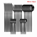 Western Cutlery Set 30 Piece Tableware Set Stainless Steel Dinnerware Black Spoon Fork Knife Dinner Set Complete Home Flatware