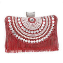 GLOIG Fashion women tassel evening bags diamonds beaded clutch wedding purse shoulder party laides case purse
