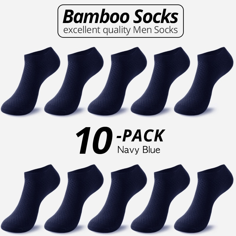 10 pares de calcetines de fibra de bambú para hombre, calcetines tobilleros cortos de negocios negros para hombre, calcetines transpirables de verano para hombre, zapatos de vestir, talla de ropa 38-44