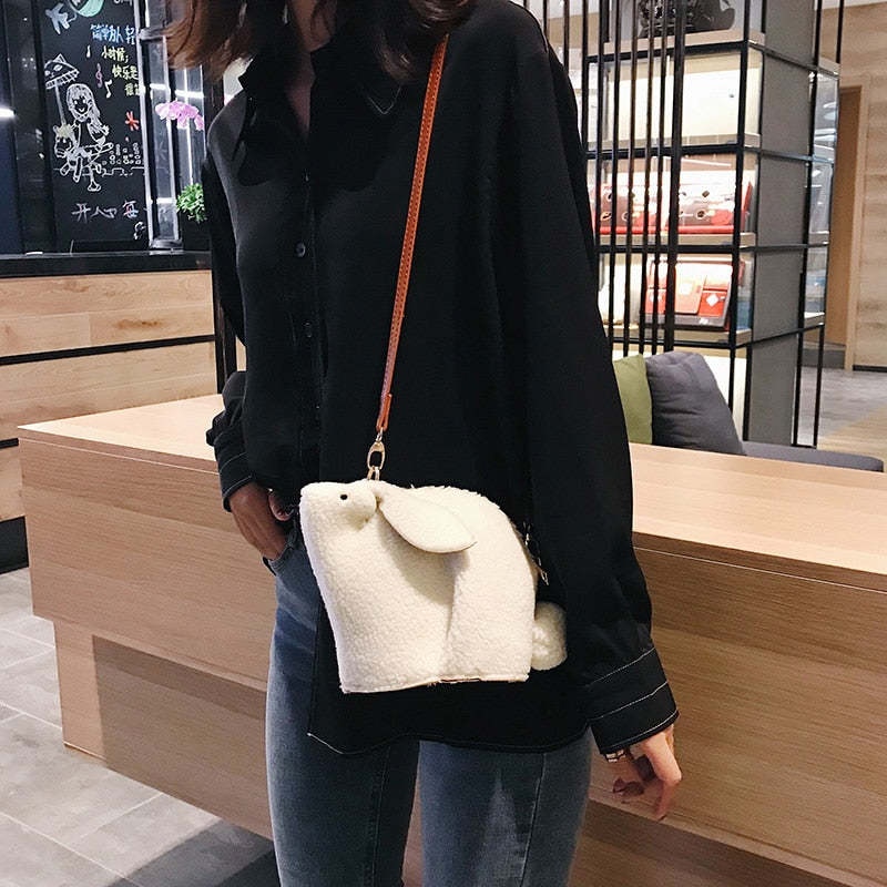 Snow White Bunny Design Kleine Umhängetasche aus Pu-Leder für Damen 2020 Mode Geldbörsen und Handtaschen Umhängetasche Mini Clutch Bags
