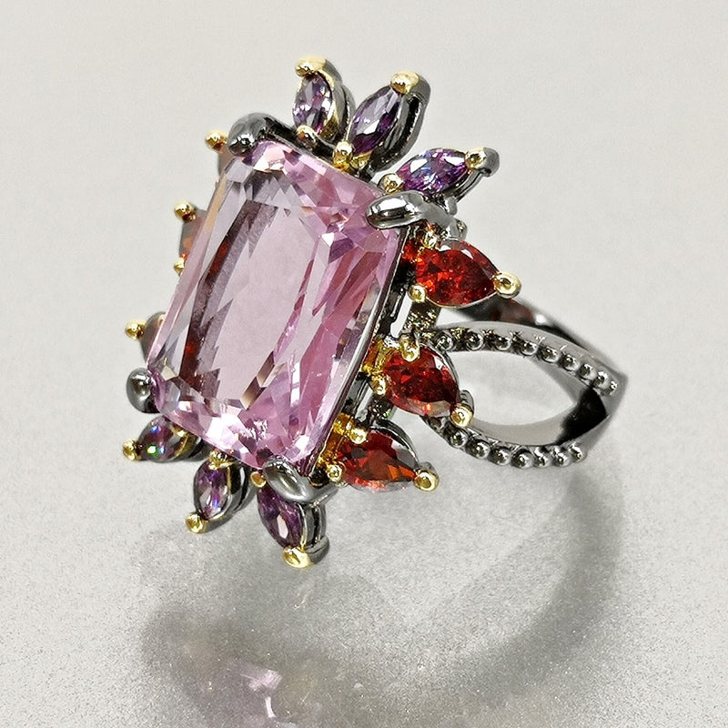 DreamCarnival1989, nuevo e impresionante anillo de declaración para mujer, deslumbrante circonita rosa para fiesta de boda, debe tener joyería de gran venta WA11875