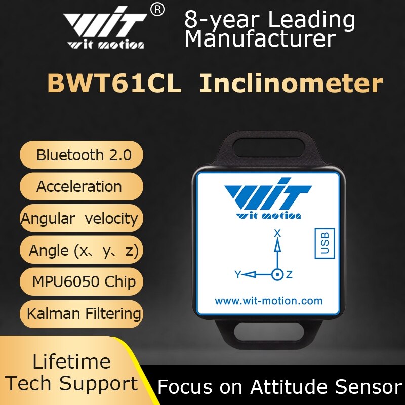 BWT61CL Hochpräziser Bluetooth-Beschleunigungsmesser + Gyroskop + Winkel (XYZ, 100 Hz), 6-Achsen-MPU6050-AHRS-Neigungsmesser, Unterstützung für PC/Android