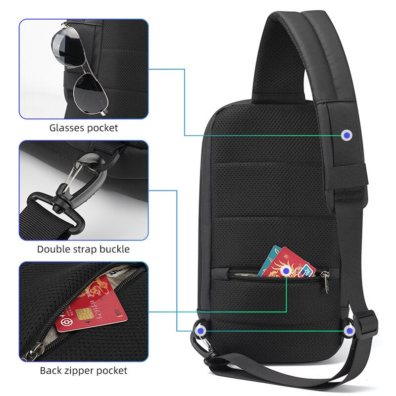 Tigernu 2022 nuevo bolso cruzado de alta calidad para hombre, bolso de pecho a prueba de salpicaduras, bolso de pecho informal con carga USB antirrobo, bolso para hombre