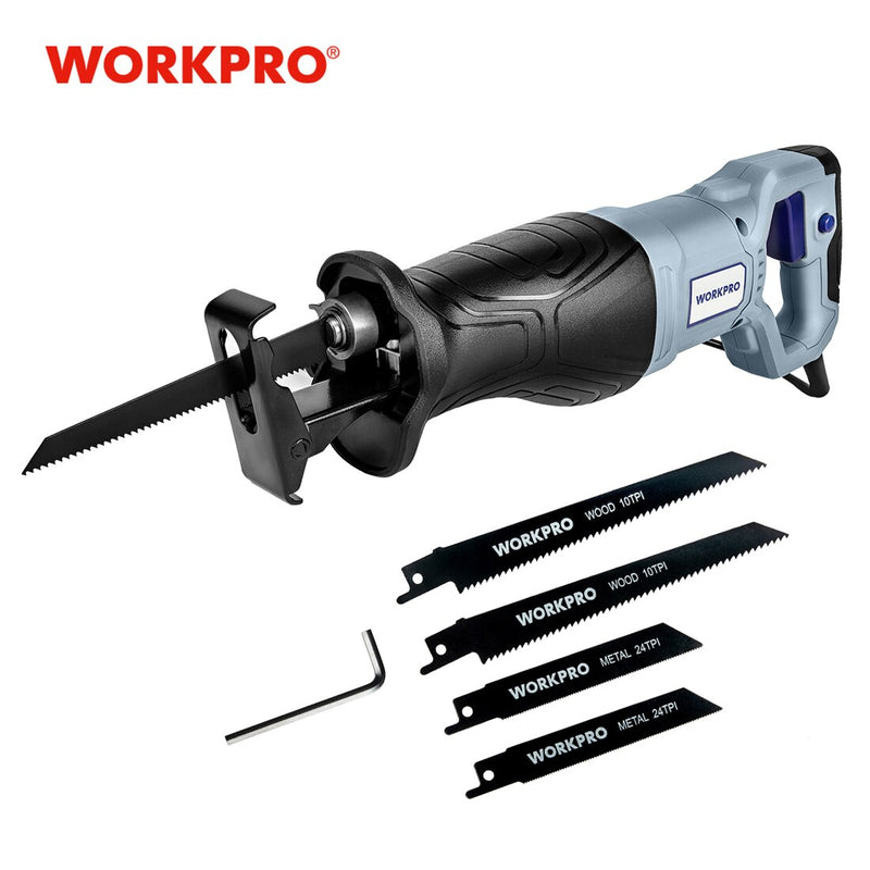 WORKPRO 20V Cordless Reciprocating Saw 1-inch Stroke Length For Wood &amp; Metal Cutting With 4 Saw Blades Tool Kit