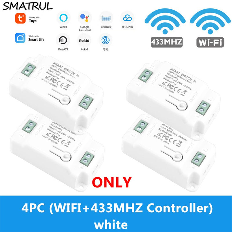 SMATRUL Tuya Smart Life Home APP WiFi +RF 433Mhz Switch LighT Wall Relay Timer Module Voice Google Home Alexa 110V 220V 10A Lamp