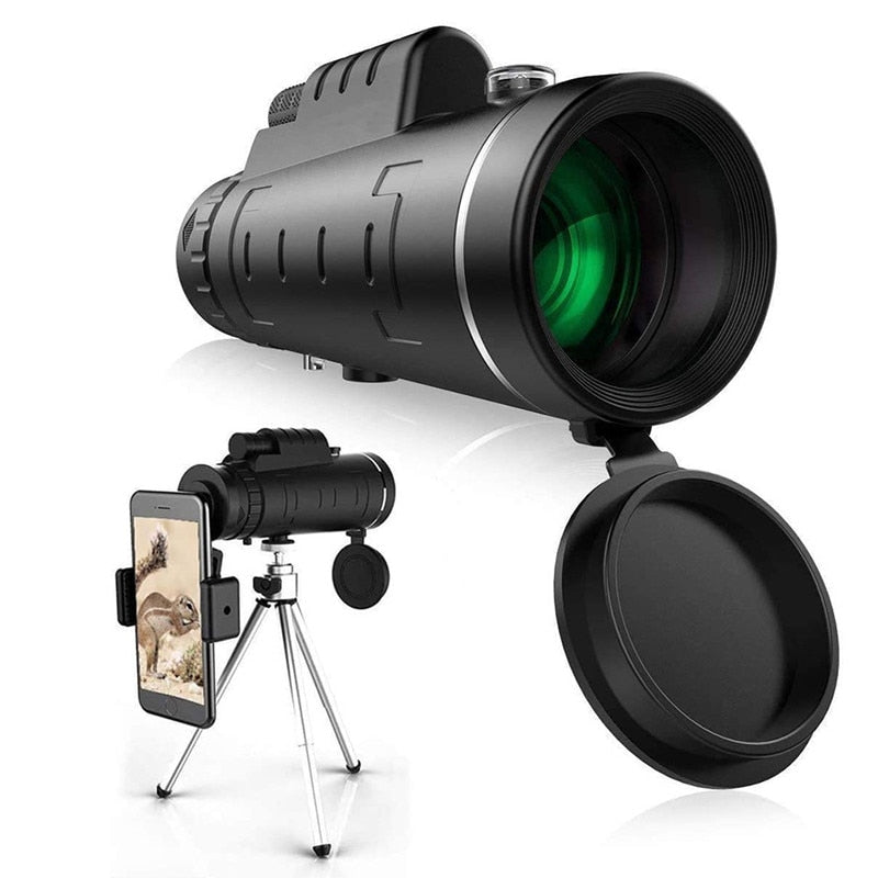 40X60 Zoom-Monokular-Teleskop, klares, schwaches Nachtsicht-Taschenteleskop mit Smartphone-Halterung für Camping-Ferngläser