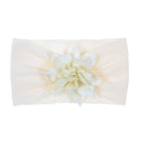 Nishine suave estiramiento satén Rosa flor bebé diadema nudo recién nacido ancho Nylon diademas turbante niñas sombreros niños foto Props