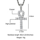 D&amp;Z White Gold Ankh Pendant Iced Out CZ Stones Mens Micro Paved AAA CZ Hip Hop Gold Silver Color Charm Chains Jewelry Gift