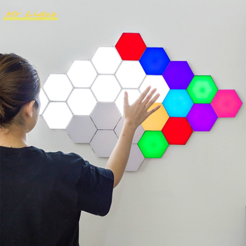 Lámpara cuántica de luz nocturna LED moderna, iluminación interior RGB sensible Modular, decoración del hogar, dormitorio, mesita de noche, lámpara de noche táctil magnética