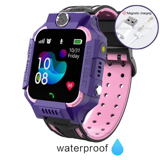 Smart Watch Kinder GPS für Kinder SOS-Anruf Telefon Uhr Smartwatch Verwendung Sim-Karte Foto wasserdicht IP67 Kinder Geschenk IOS Android q19