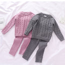 0-4 Yrs Girls Boys Suit Fall Baby Boys Girls Clothing Sets Winter knitting Pullover Sweater+Pants Infant Boys Knit Tracksuits