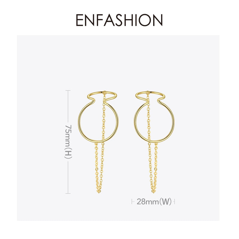 ENFASHION Curve Line Ear Cuff Clip On Earrings For Women Gold Color Big Earcuff Earings Without Piercing Jewelry Kolczyki E1124