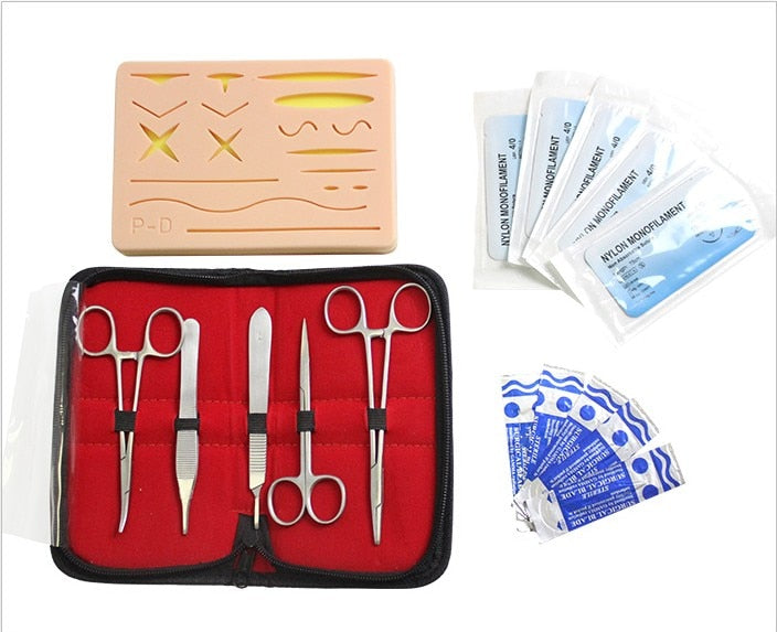 Kit de entrenamiento de sutura de piel médica, almohadilla de silicona, tijeras de aguja, Kit de recursos de enseñanza de estudio suave y fácil de operar