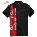 SISHION L-2XL Camisa de hombre ST110 Manga corta Negro Rojo Rockabilly Algodón Casual Camisas de bolos para hombres camisa masculina