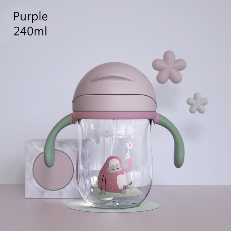 BC Babycare Baby Sippy Cup Kids Learning 360° Drinking Water Baby Bottle Leakproof V-Straw Anti-choked Handle/Shoulder Strap Cup