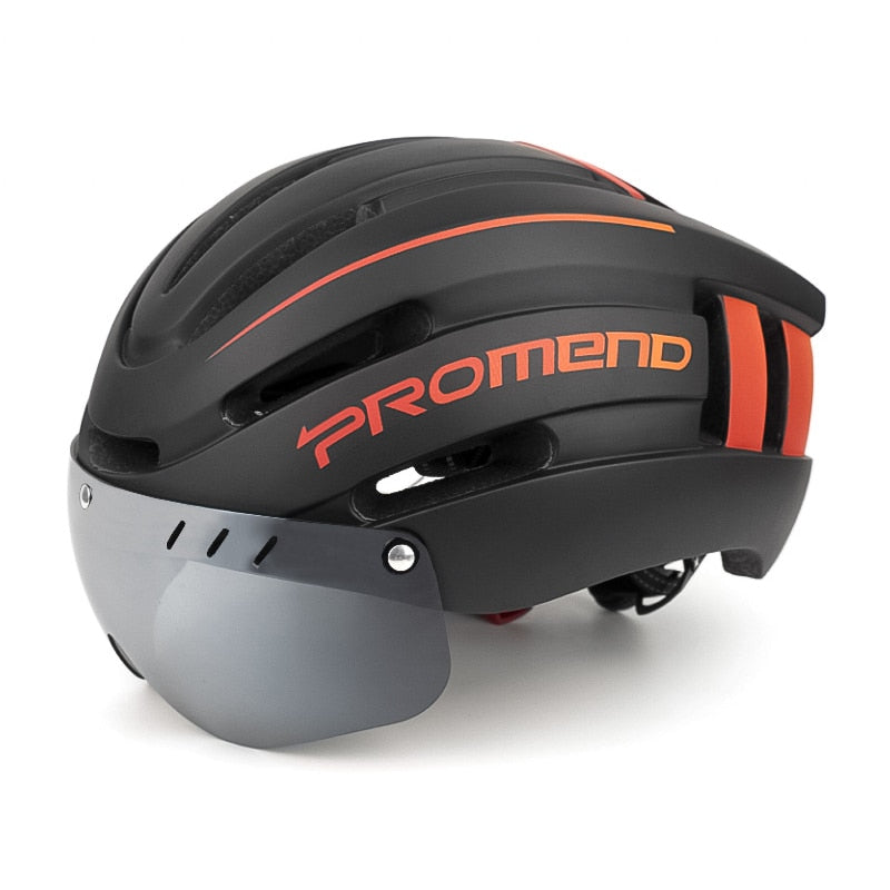 Casco de ciclismo de carreras para hombres y mujeres con gafas y luz trasera ultraligero MTB casco de bicicleta de carretera al aire libre casco de bicicleta de montaña