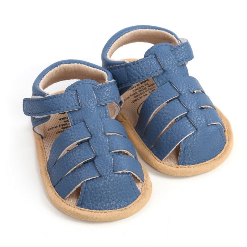 Summer Newborn Shoes Baby Boys Sandals Soft Leather Bebe Boys Prewalker Soft Sole Genuine Leather Beach Sandals 4 Colors