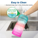 Quifit Gallon 2L Water Bottle with Straw 3.8 &amp; 2 Litre Large Capacity Tritan BPA Free Motivational Quote Time Marker 2000ml Jug