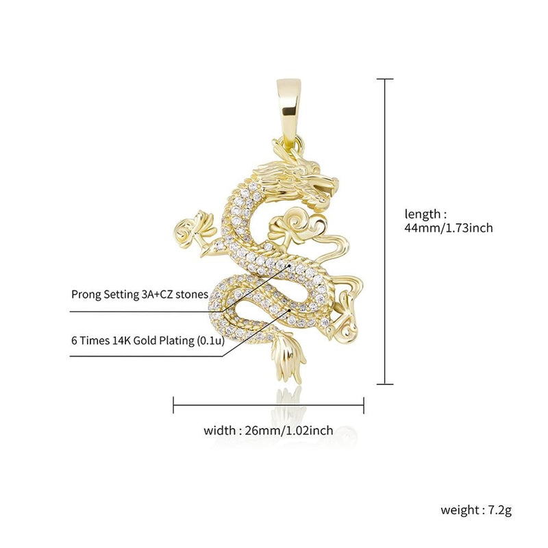 TOPGRILLZ New Hip Hop Pendant Necklace Chinese Style Jewelry Cubic Zirconia Mascot Ornaments Lucky Symbol Pendant Gift