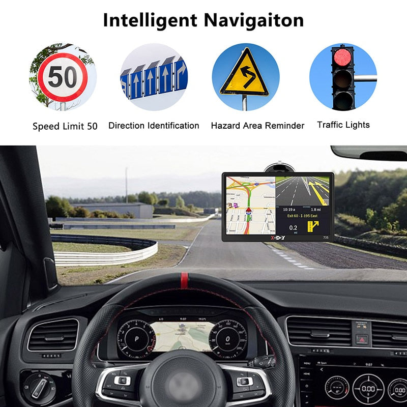 XGODY 7-Zoll-HD-Bildschirm Auto-Navigationssystem GPS-Fahrzeug 8 GB Auto-GPS-Navigation Sprachansagen LKW-Navigation Amerika Kostenlose Karte 2022