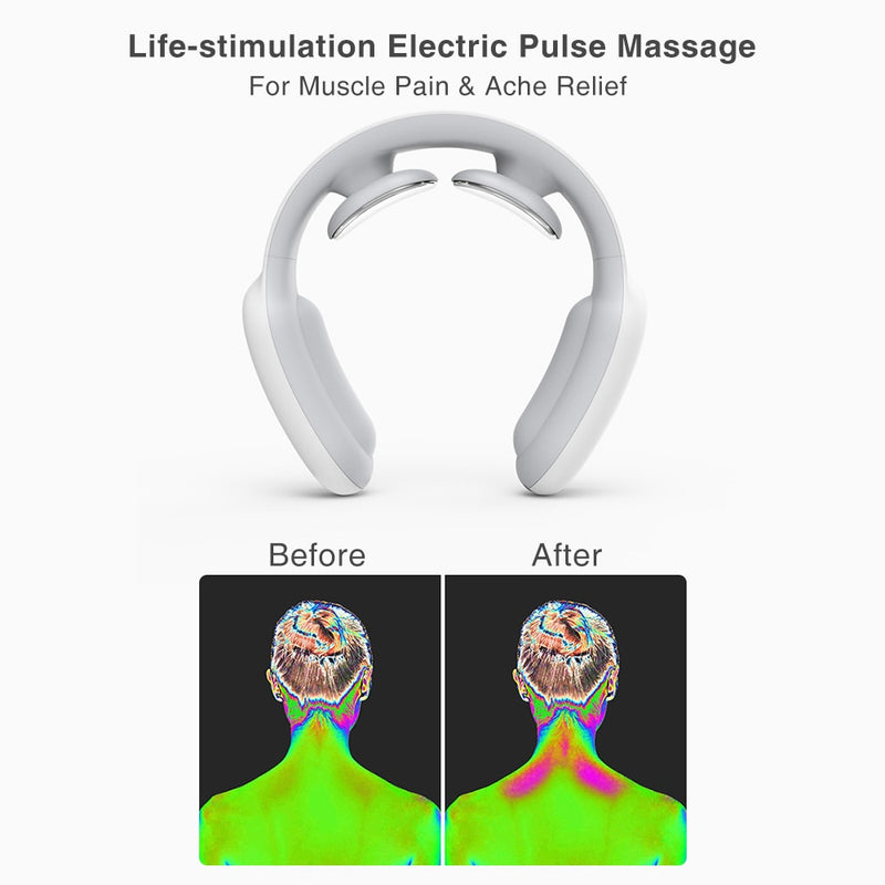 Elektrisches Puls-Nackenmassagegerät Wiederaufladbare USB-Zervix-Traktionstherapie-Massage-Stimulator-Schmerzlinderungs-Heizfunktion