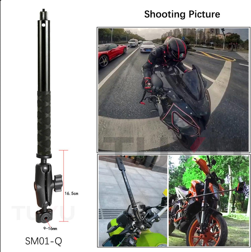 TUYU motocicleta 3ª persona vista Invisible Selfie Stick para GoPro Max Hero11 Insta360 One X3 X2 OneR cámara RAM accesorios de montaje