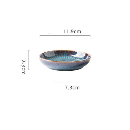 KINGLANG Nordic Style Kiln Glazed Ceramic Rice Salad Bowl Soup Bowl Round Dish Dinner Plate Tableware