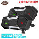 HEROBIKER 2 Sets 1200M BT Motorcycle Helmet Intercom Waterproof Wireless Bluetooth Moto Headset Interphone FM Radio for 2 Rides