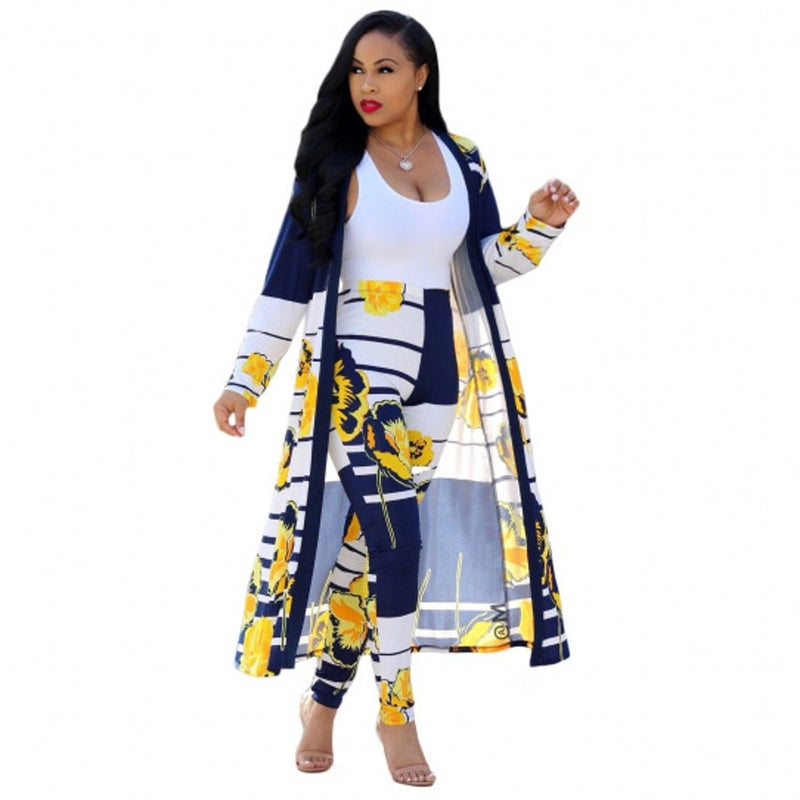 2 Piece Women Set 2020 New African Tie Dye Print Elastic Pants Rock Style Dashiki Famous Suit For Lady coat and leggings 2pcs/se