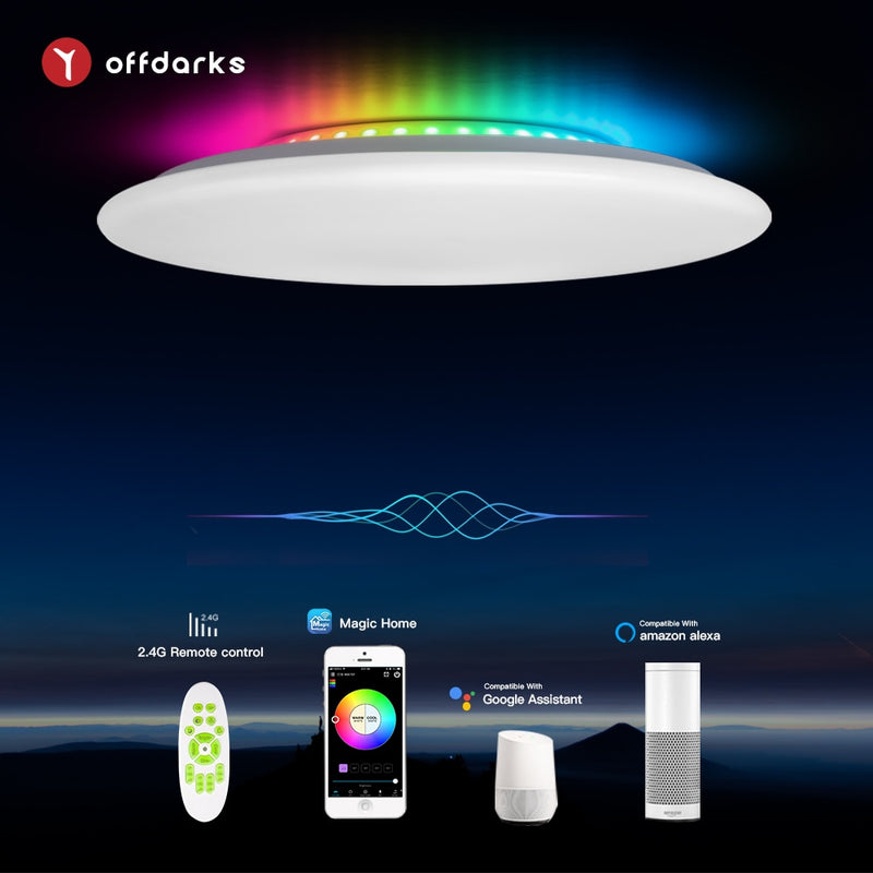 OFFDARKS Intelligente LED-Deckenleuchte, Alexa/Google Home-kompatibel, WLAN-Sprachsteuerung, RGB-Dimmung, für Küche, Wohnzimmer, Schlafzimmer