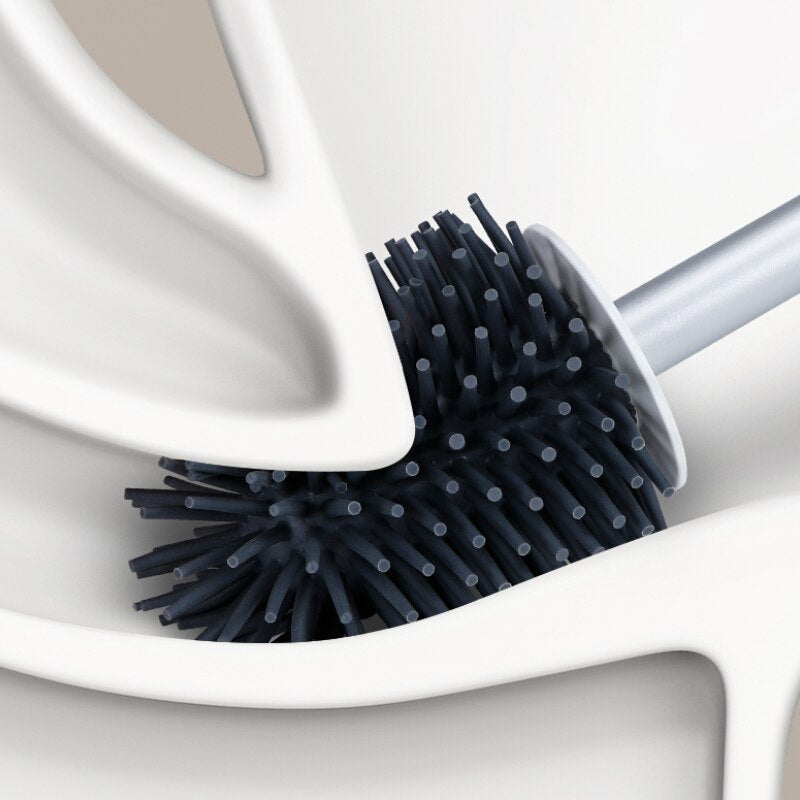Cleanhome Wall Hanging TPR Toilet Brush with a Tweezer and Holder Set Silicone Bristles for Floor Bathroom Cleaning