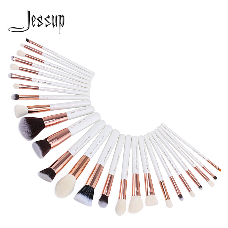 Juego de brochas de maquillaje Jessup, envío directo, perla, blanco, rosa y oro, herramientas cosméticas para maquillaje, definidor de polvo de sombra de ojos, 6-25 uds.