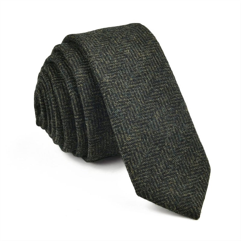 VOBOOM Tie for Men Wool Blend Herringbone Necktie 8cm Wedding Party 06