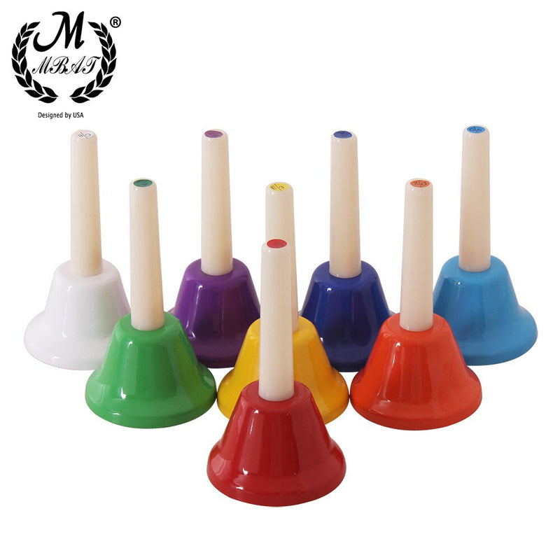 M MBAT Orff Musical Instrument Set Colorful 8-Note Hand Bell Children&