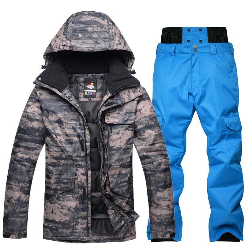 Nuevo traje de esquí de camuflaje para hombre, impermeable, transpirable, chaqueta de Snowboard, pantalones de nieve de invierno, trajes, conjuntos de esquí y snowboard para hombre