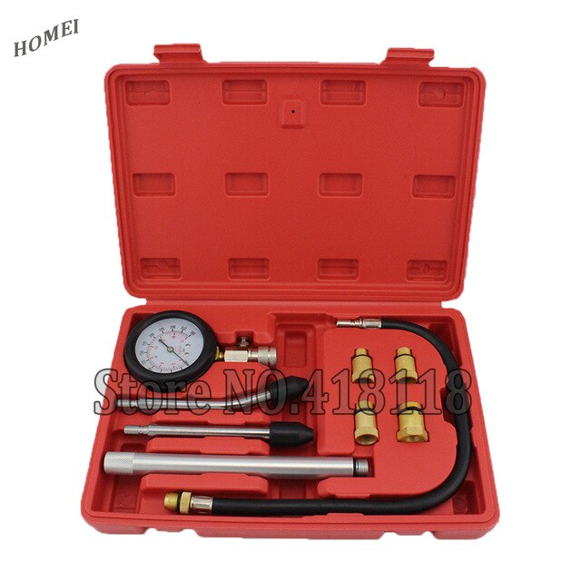 Profesional AUTO TOOLS Gasolina Motor Cilindro Compresión Tester Kit Cilindro Tester Con M10 M12 M14 M16 M18