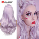 Wignee Pink Hair Synthetic Wig Long Wavy Wigs Heat Resistant For Women Daily/Party Natural Black to Brown/Purple/Ash Blonde Wig