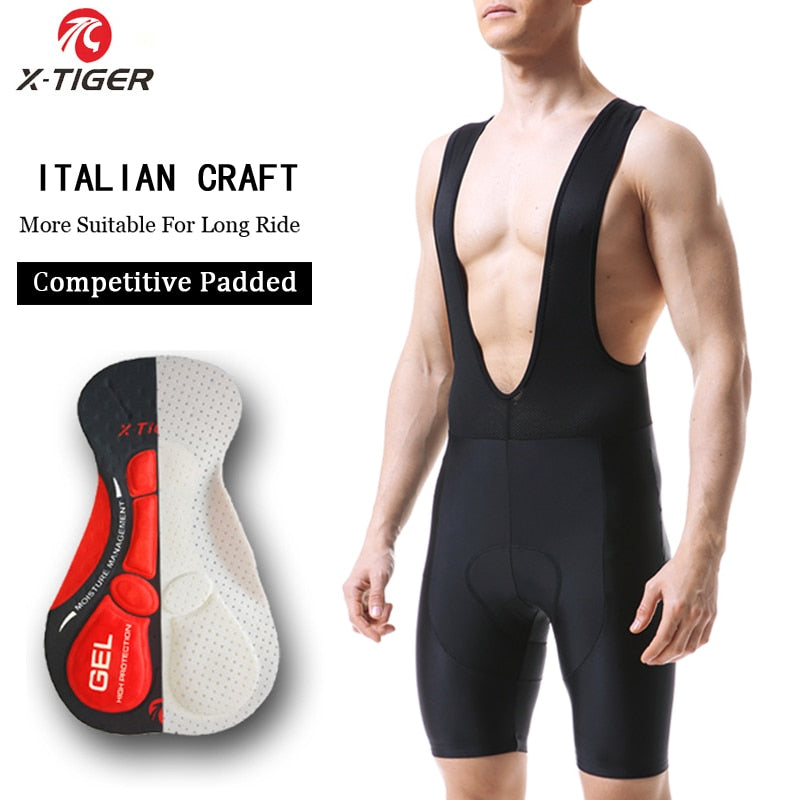 Pantalones cortos de Ciclismo X-TIGER Coolmax 5D Gel Pad a prueba de golpes MTB Road Bike Bibs Shorts Ropa Ciclismo pantalones cortos de bicicleta para hombres