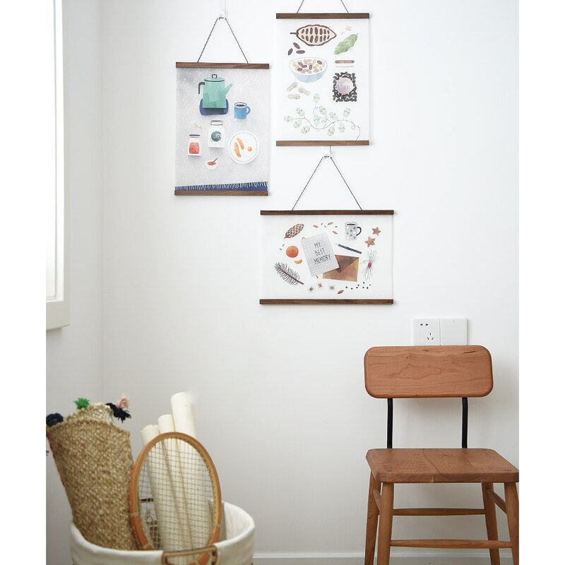 Nordic Hanging Wood Poster Kalender Aufhänger Rahmen Brot Obst Poster Drucke Wandbilder für Zuhause Wohnzimmer Küche Wandkunst