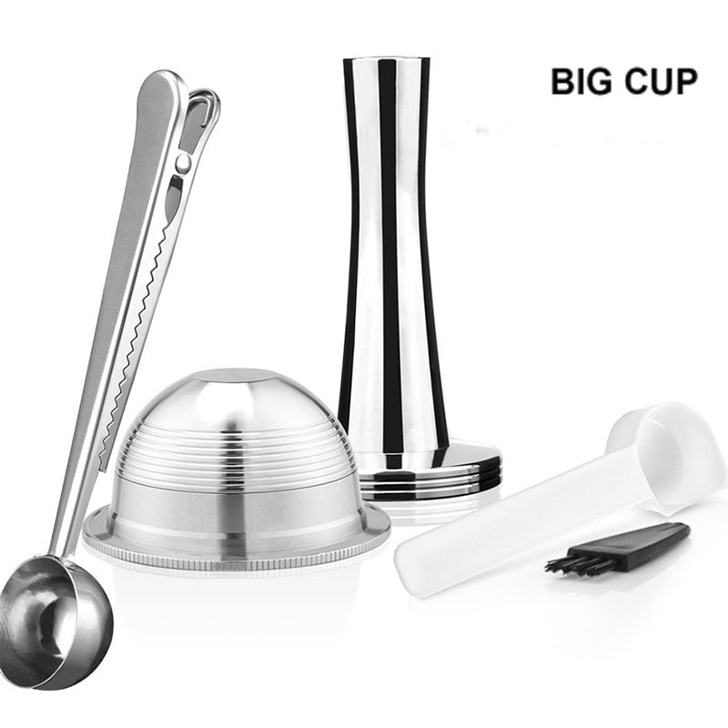 ICafilas BIG & Small CUP Espresso Capsulas ReusableNespresso Vertuoline & Vertuo Stainless Steel Refillable Coffee Filter  Pods