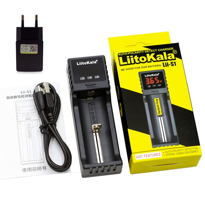 Liitokala Lii402 Lii202 Lii100 LiiS1 18650 Ladegerät 1,2 V 3,7 V 3,2 V AA/AAA 26650 NiMH Li-Ionen-Akku Smart Charger 5 V 2 A EU-Stecker