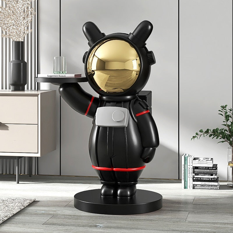 Figurita de bandeja de astronauta soñador, decoración nórdica para el hogar, estatua de resina para suelo, escultura moderna, accesorios de decoración para habitación interior